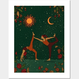 Yoga Girls Floral Universe Posters and Art